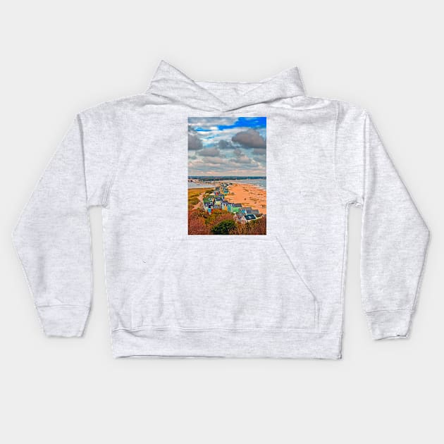 Hengistbury Head Beach Huts Bournemouth Dorset UK Kids Hoodie by AndyEvansPhotos